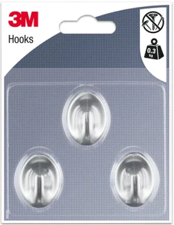 Lot de 3 crochets adhésif, 3M argent 0.3 kg