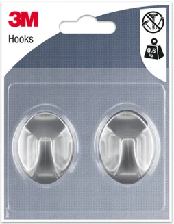 Lot de 2 crochets adhésif, 3M argent 0.6 kg