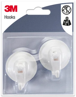 Lot de 2 crochets à ventouse 3M, blanc