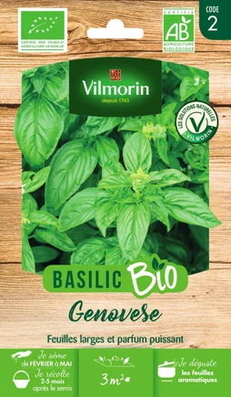 Graine aromatique basilic genovese bio, VILMORIN, 1 g