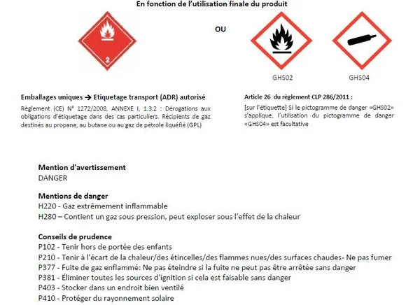 Consigne de gaz propane cube 5 kg