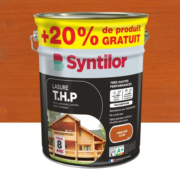 Lasure SYNTILOR Thp 8 ans chêne doré satiné 5L+20% gratuit