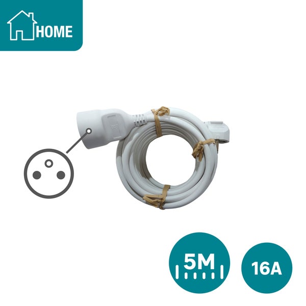 Rallonge menager 16a h05vvf 3g1,5 5 metres blanc lexman
