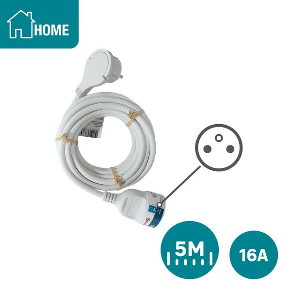 Rallonge avec terre L.5 m H05VV-F 3G1.5 mm², LEXMAN
