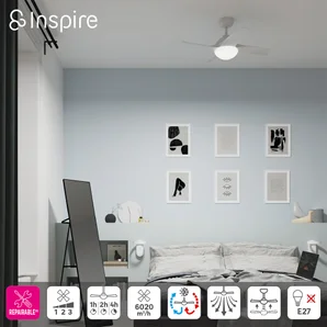 Ventilateur de plafond Siroco diam.91cm e27 blanc INSPIRE