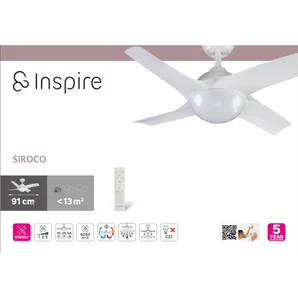 Ventilateur de plafond Siroco diam.91cm e27 blanc INSPIRE