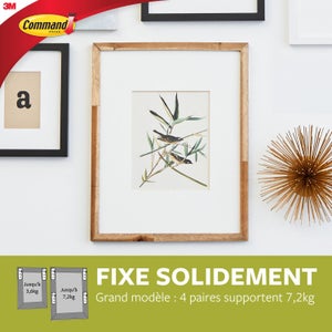 Languette de fixation adhésive pour tableau max 7.2kg, lot de 8 + 50% gratuites, COMMAND