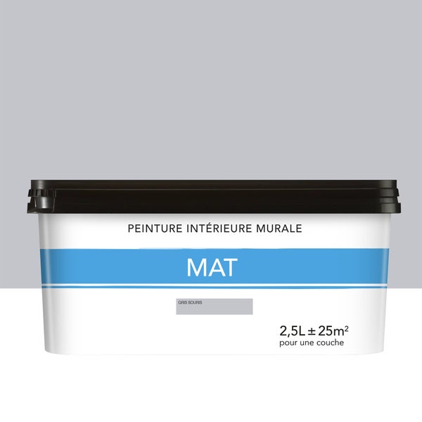 Peinture mur mat 2.5l gris souris