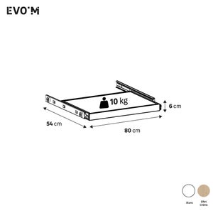 Etagère coulissante pour caisson SPACEO Evo'M blanc pour caisson L.80 x P.54 cm