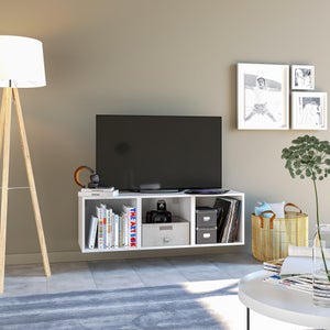 Meuble TV SPACEO Evo'M blanc H.38,4 x L.120,2 x P.38 cm