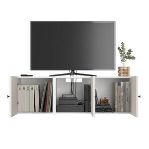 Meuble TV SPACEO Evo'M blanc H.38,4 x L.120,2 x P.38 cm
