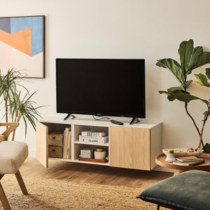 Meuble TV SPACEO Evo'M blanc H.38,4 x L.120,2 x P.38 cm