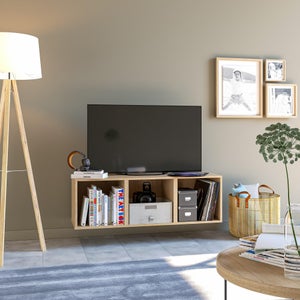 Meuble TV SPACEO Evo'M effet chêne H.38,4 x L.120,2 x P.38 cm