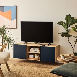 Meuble TV SPACEO Evo'M effet chêne H.38,4 x L.120,2 x P.38 cm