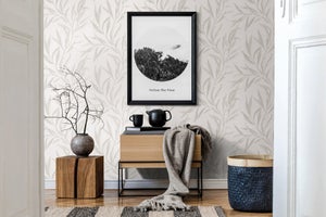 Papier peint intissé Feuillage gris clair