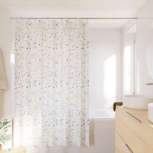 Rideau de douche 180 x 200 cm blanc / bleu Terrazzo SENSEA