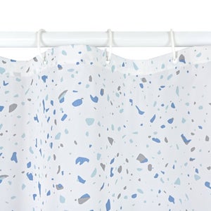 Rideau de douche 180 x 200 cm blanc / bleu Terrazzo SENSEA