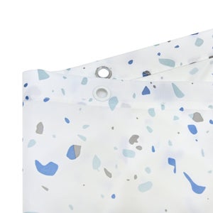 Rideau de douche 180 x 200 cm blanc / bleu Terrazzo SENSEA