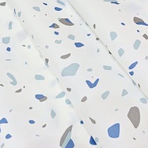 Rideau de douche 180 x 200 cm blanc / bleu Terrazzo SENSEA