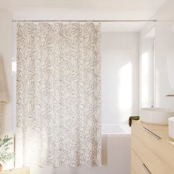 Rideau de douche 180 x 200 cm blanc / beige Leaves SENSEA