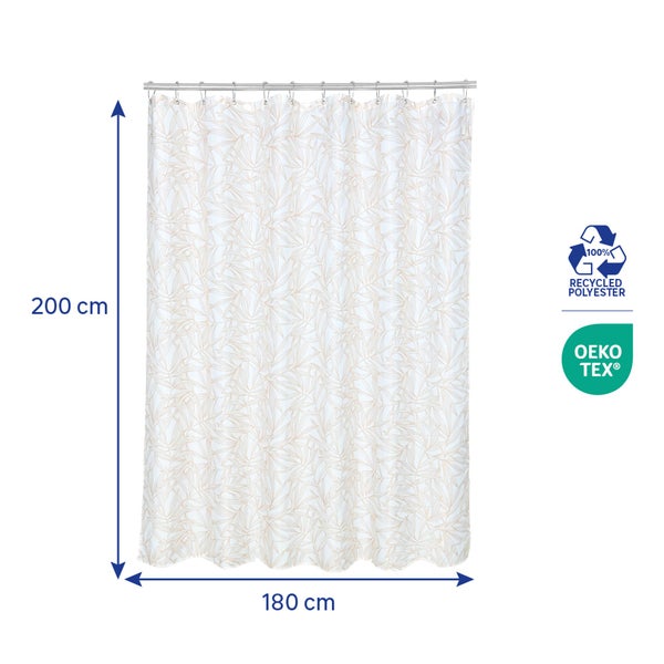 Rideau de douche 180 x 200 cm blanc / beige Leaves SENSEA
