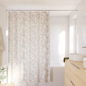 Rideau de douche 180 x 200 cm blanc / beige Leaves SENSEA