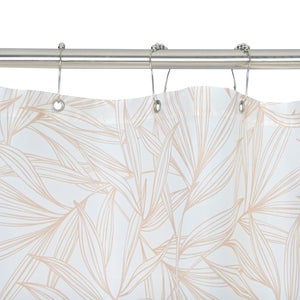 Rideau de douche 180 x 200 cm blanc / beige Leaves SENSEA