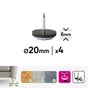 Patin glisseur a clouer diamètre 19 mm 4 pièces