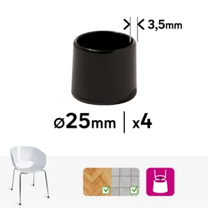 Embout envellopant plastique noir diamètre 25 mm 4 pièces