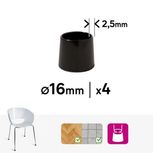 Embout envellopant plastique noir diamètre 16 mm 4 pièces