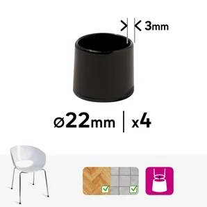 Embout envellopant plastique noir diamètre 22 mm 4 pièces