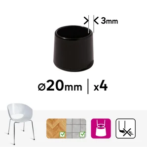 Embout envellopant plastique noir diamètre 20 mm 4 pièces