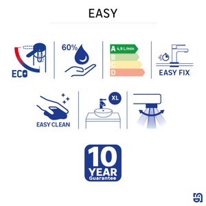 Mitigeur de lavabo chrome XL, Easy, SENSEA