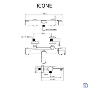 Mitigeur de bain thermostatique noir, Icone, SENSEA