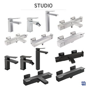 Mitigeur de douche thermostatique noir, Studio, SENSEA