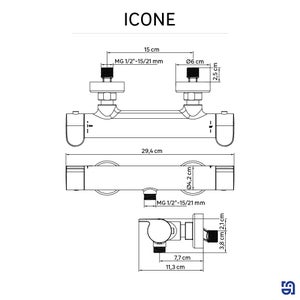 Mitigeur de douche thermostatique noir, Icone, SENSEA
