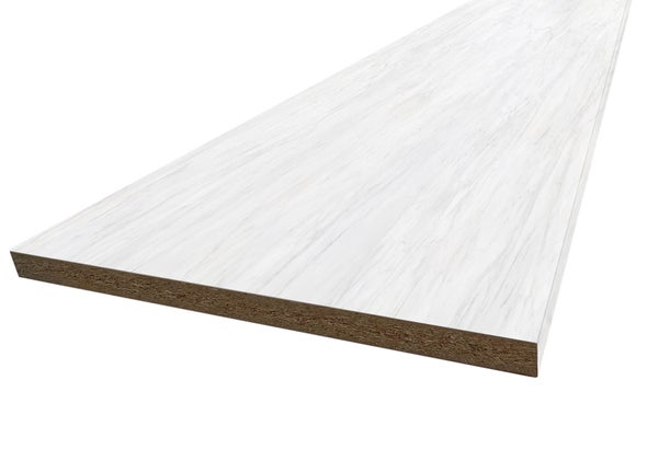 Plan de travail stratifié 1850X640X28MM marbre blanc bords droits