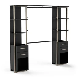 Kit dressing Moon effet bois noir H.204.4 x l.210 x P.41.5 cm