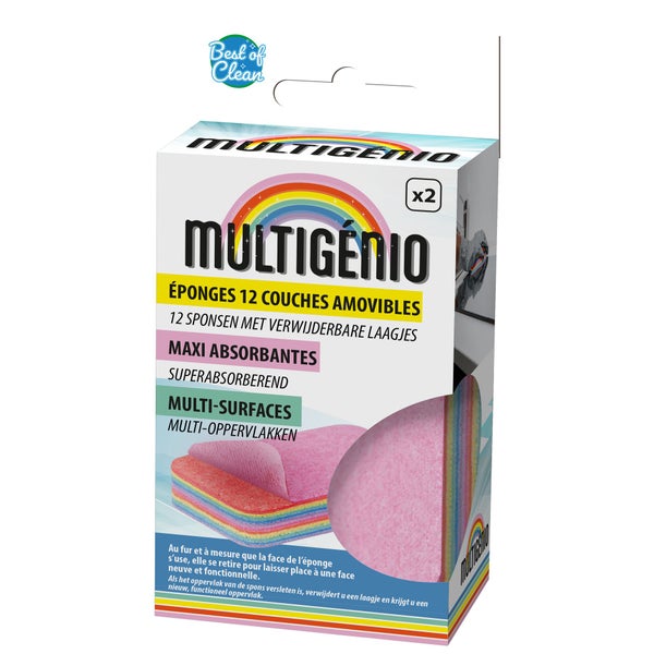 Lot de 2 éponges microfibre multisurface, MULTIGENIO