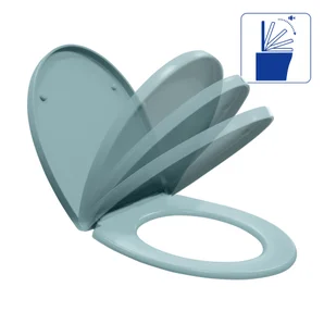 Abattant wc polypropylene easy frein de chute declip bleu aqua sensea