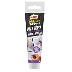 Colle fixation pattex ni clou ni vis fix & defix tube 44g