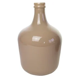 Vase Dame Jeanne verre, beige l.27 x H.42 cm