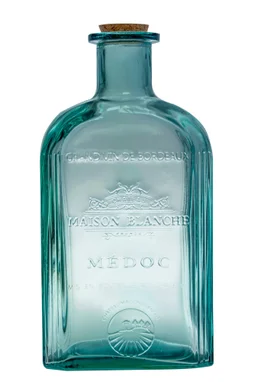 Vase Dame Jeanne verre Médoc, bleu l.20 x H.39 cm