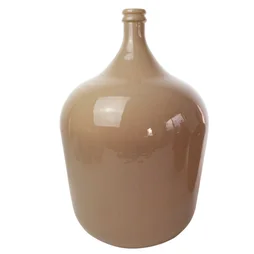 Vase Dame Jeanne verre, beige l.40 x H.56 cm