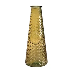 Vase Dame Jeanne verre Mandala, safran l.21 x H.55.5 cm