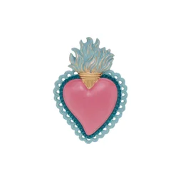 Décoration murale ex-voto cœur coloré rose 7,8x11,7cm