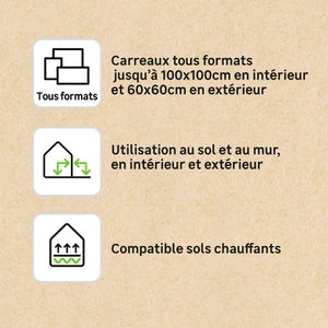 Colle en poudre sol/mur, intérieur/extérieur, tous formats, gris AXTON 25KG