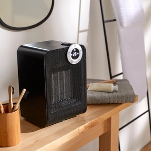Radiateur salle de bain ceramique mobile 1800w noir class 3