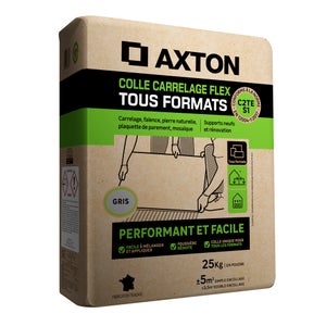 Colle tous formats intérieure/extérieure, AXTON, 25kg, grise