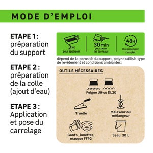 Colle tous formats intérieure/extérieure, AXTON, 25kg, grise